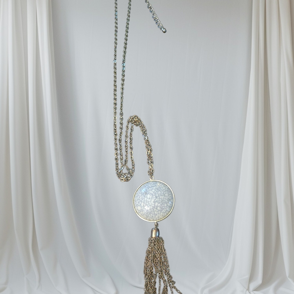 Chic Silver and Gold Tassel Necklace